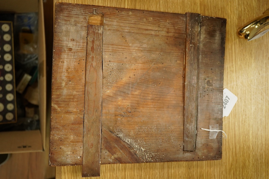 A 19th century Greek painted wood icon of Madonna and child, 31cm high